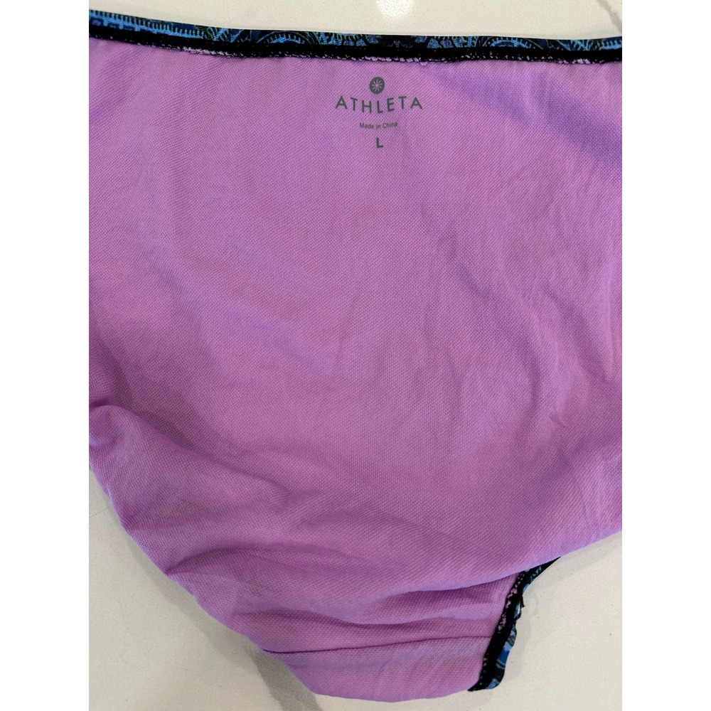 Athleta Tankini Swimsuit Two Piece Set 36 D/DD Large Blue Paisley Halter Mandala - Picture 10 of 16